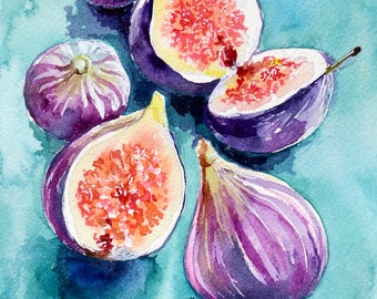 Figs Painting Original Watercolour Artwork Still Life Wall Art