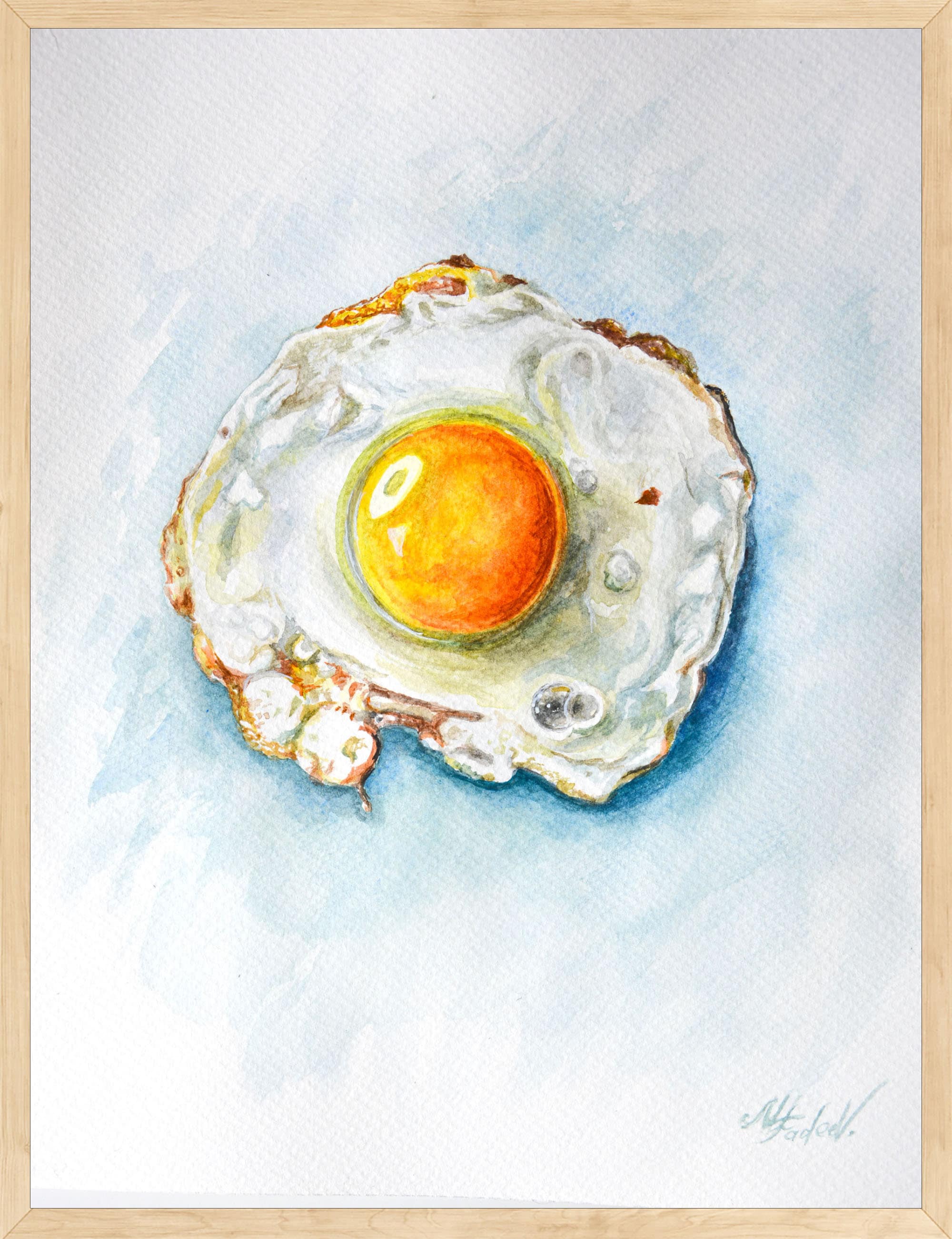 Arte de acuarela de huevo frito, decoración única para la pared de la  cocina, pintura original de naturaleza muerta - Etsy México, image size:2000x2601