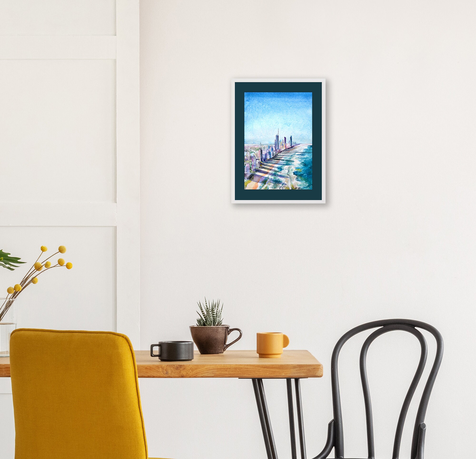 Gold Coast Painting Gold Coast Skyline Watercolour Artwork Etsy Australia