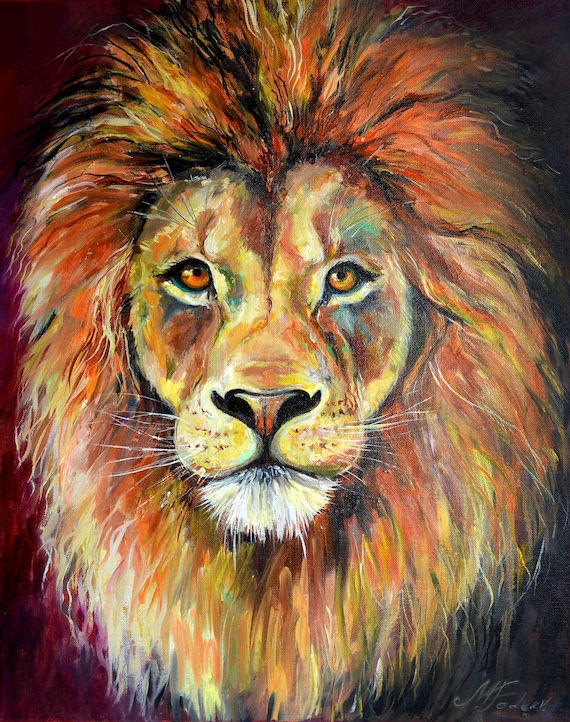 Lion Portrait Print, Bold African Wildlife Art - Etsy