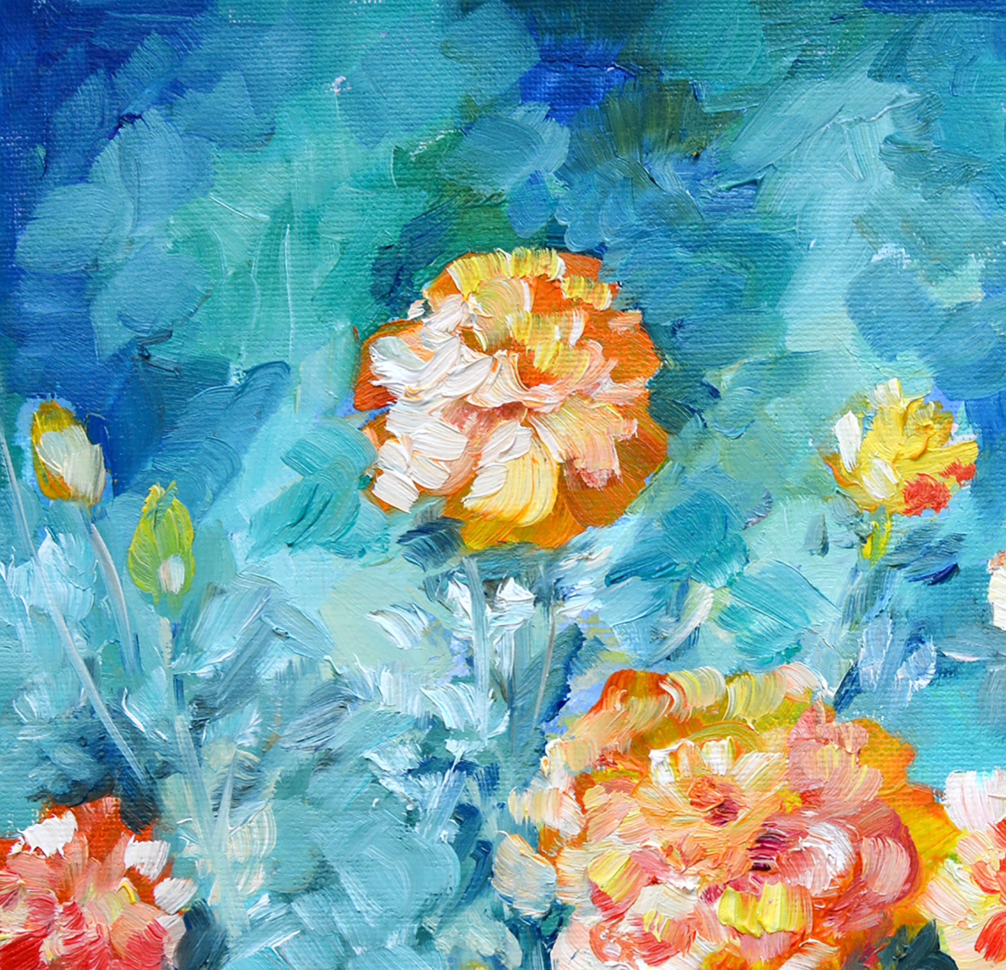 Marigold Painting Original Oil Marigolds Flowers Artwork Etsy
