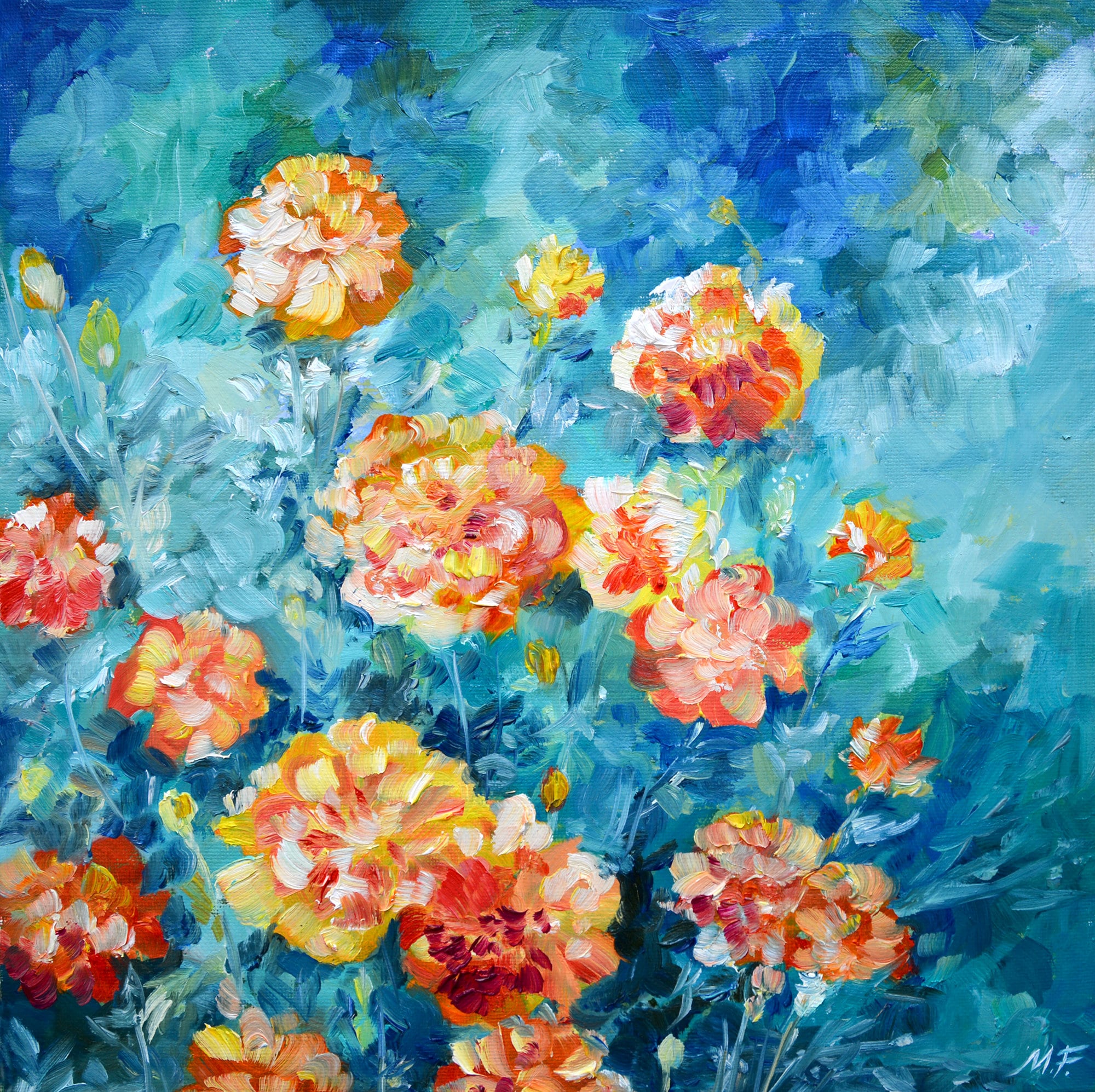 Marigold Painting Original Oil Marigolds Flowers Artwork | Etsy