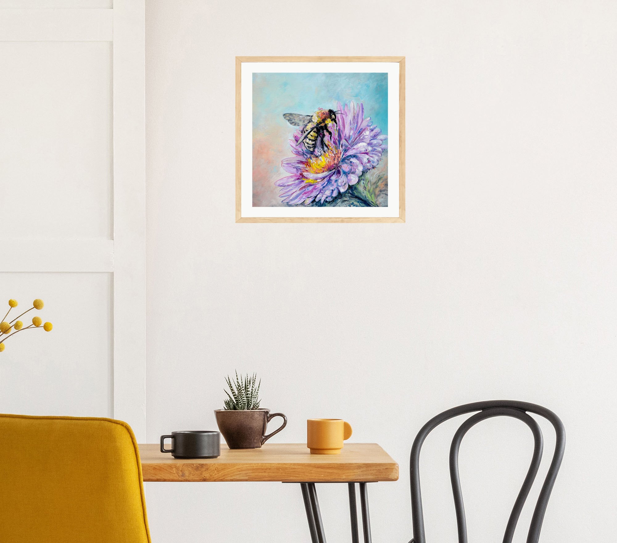 Honey Bee Oil Painting, Impasto Art on Flower, 12x12” Wall Decor - Etsy