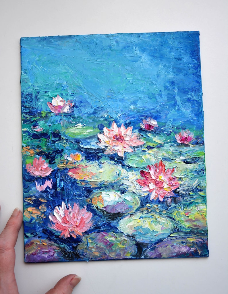 Custom Water Lilies Monet Pond Painting, Impasto Oil Lotus Wall Art - Etsy