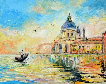 Venice Painting, Italian Cityscape Oil Painting, Impasto Oil Painting, Italy Wall Art