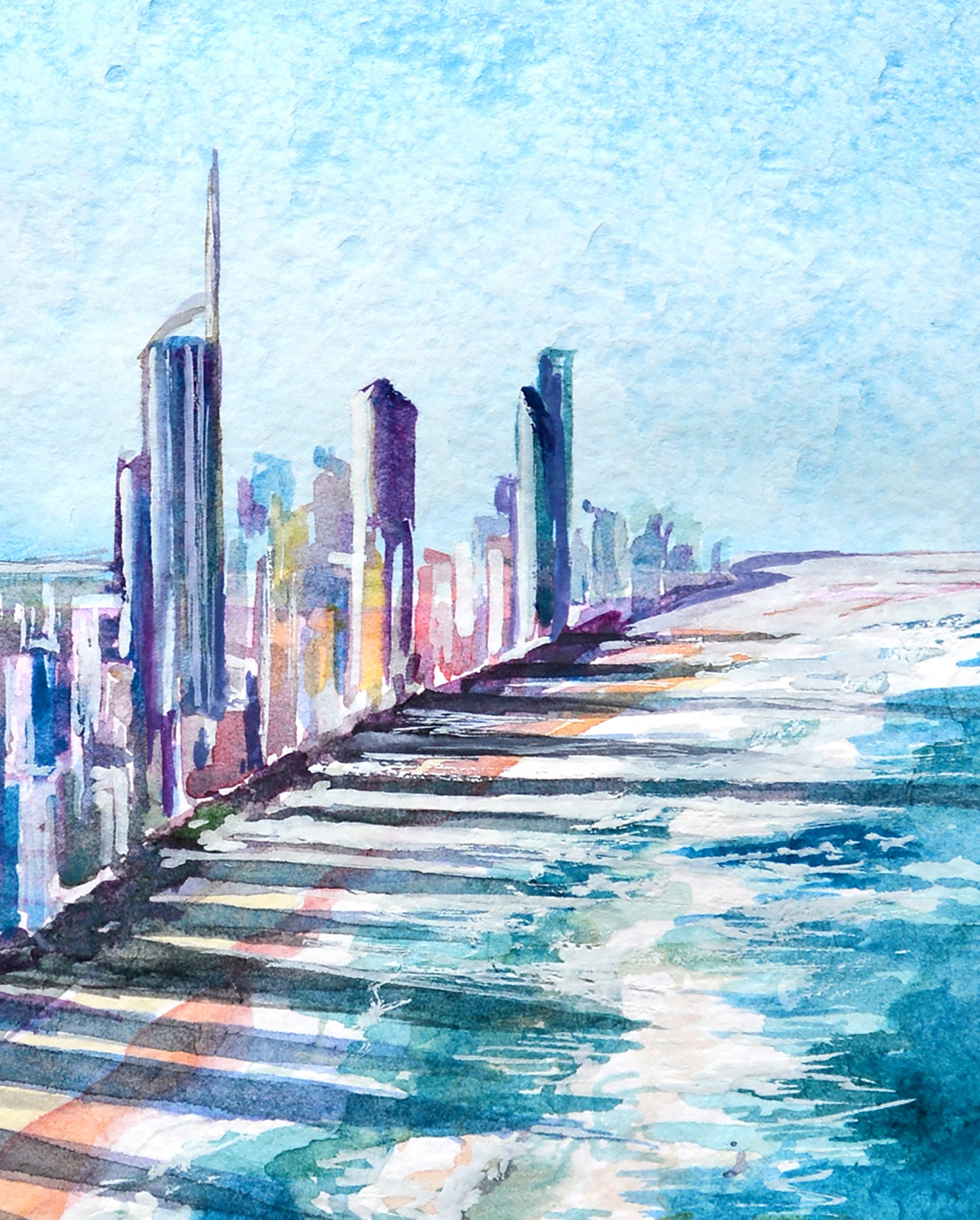 Gold Coast Painting Gold Coast Skyline Watercolour Artwork Etsy Australia
