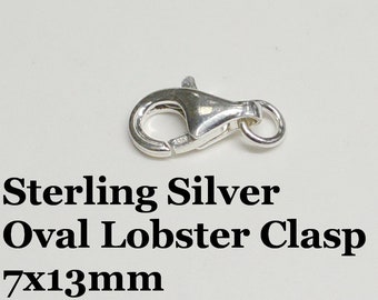 Sterling Silver Oval Lobster Clasp, 7mm x 13mm, .925, Made in Italy, Sold in packs of 4, Bulk Savings Available!!