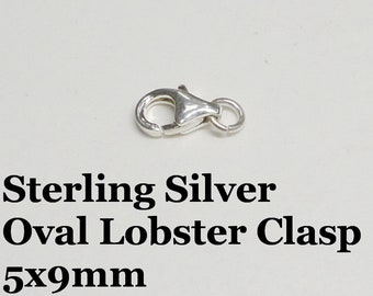 Sterling Silver Oval Lobster Clasp, 5mm x 8mm, 925, Italy, Sold in packs of 10, Bulk Savings available!!!