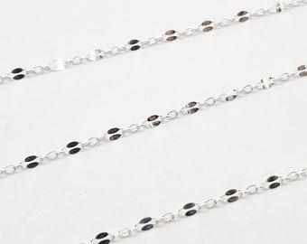 Sterling Silver Long and Short Dapped Sequin Chain, 2.1mm x 4mm Made with 26 Gauge, Sold by the Foot, Bulk Savings Available!!!