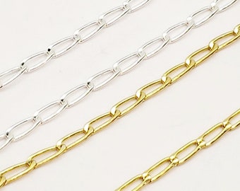 14k Gold Filled Oval Heavy Curb Chain, 3.2mm x 8.5mm, 20 Gauge, Sterling Silver, Made in USA, Bulk Savings Available!!!