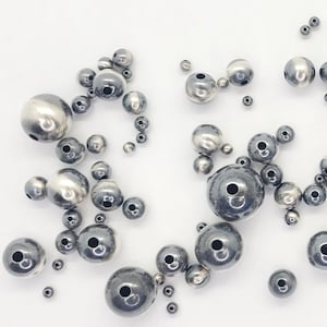 Sterling Silver Brushed Oxidized Pearl Beads, 3mm to 14mm, Bulk Savings Available!!!