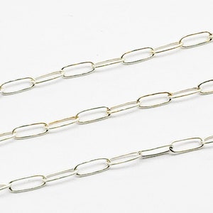 Sterling SIlver Paper Clip Chain, Elongated Rectangle Oval Chain, 1.8mm x 4.8mm, #S10406, Flat or Round WIre, USA, Bulk Savings Available!!!