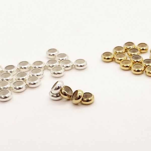 Silicone Filled Stopper Bead, 14k Gold Filled or Sterling Silver, 5mm, 7mm, 8mm, Made in USA, Bulk Savings Available!!!