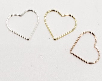 Conectores / Eslabones en forma de corazón de 17,5 mm / Plata de ley, chapado en oro de 14k o chapado en oro rosa de 14k / Paquete surtido / Ahorro por volumen / Hecho en EE. UU.