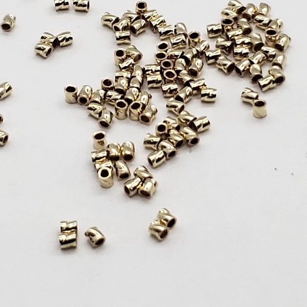 14k Gold Filled Twist Crimp Beads 2mm x 2mm, Sold in Packs of 30, Bulk Savings Available!!