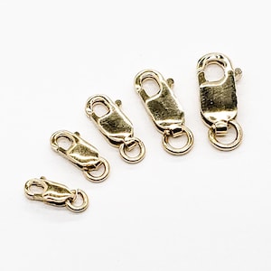 Solid 14k Gold Lobster Clasp with Ring 7mm, 8mm, 10mm, 12mm, 14mm | 1 Piece | Bulk Savings on 5 pieces | Made in USA