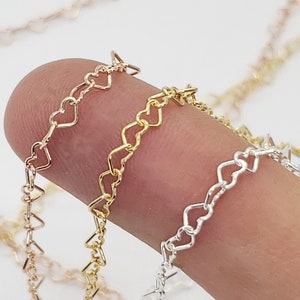 3 mm Herz unvollendete Kette, 24 Gauge Draht, 14k Gold Filled, RGF, Sterling Silber, Preis pro Fuß, USA, Mengenrabatt möglich!!!