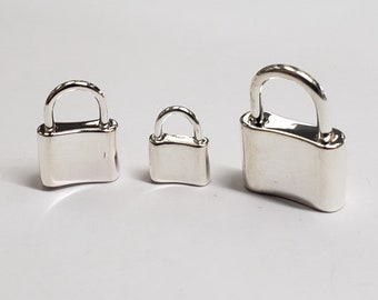 Sterling Silver PadLock Clasp, Pad Lock, Small, Medium to Large, 925