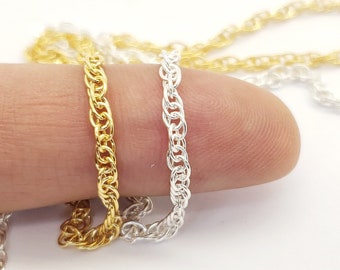 2.6mm Rope Chain by the Foot, Sterling Silver or 14k Gold Filled, Made with 24 Gauge, French Rope, USA, Bulk Savings Available!!!