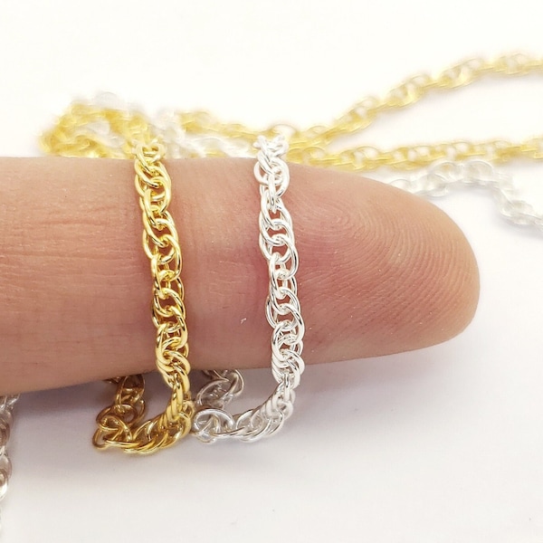 2.6mm Rope Chain by the Foot, Sterling Silver or 14k Gold Filled, Made with 24 Gauge, French Rope, USA, Bulk Savings Available!!!