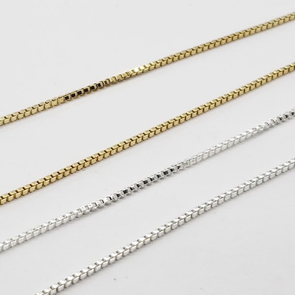 1.5mm Venetian Box Chain Unfinished by the Foot, 14k Gold Filled, Sterling Silver, 28 Gauge, USA, Bulk Savings Available!!!