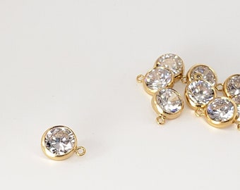 2 Pieces - 14k Gold Filled Cubic Zirconia Drops and Connectors, CZ, Gold Filled, 3mm, 4mm, 6mm, USA