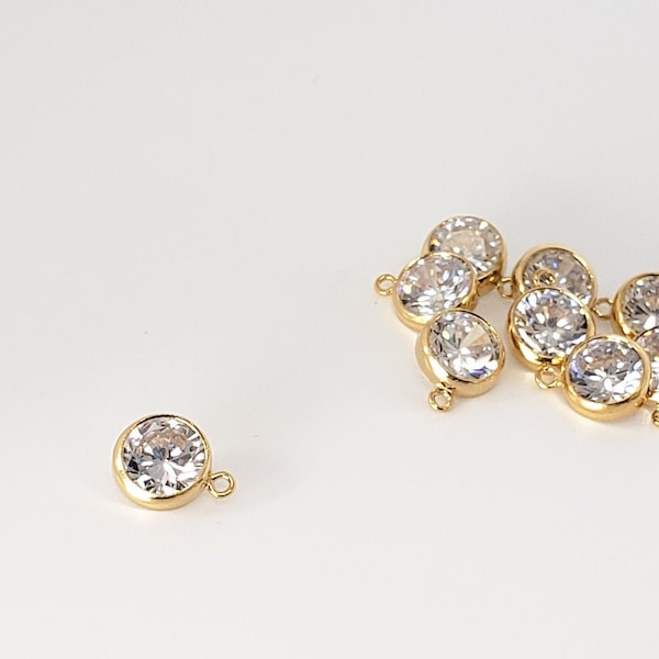 2 Pieces - 14k Gold Filled Cubic Zirconia Drops and Connectors, CZ, Gold Filled, 3mm, 4mm, 6mm, USA