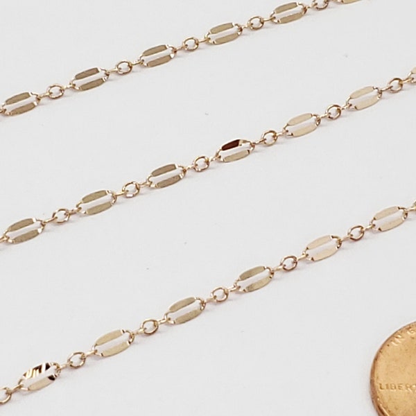 14k Rose Gold Filled Long and Short Dapped Sequin Chain, Long Version, 5.7mm x 2mm, Sold by the Foot, Bulk Savings Available!!!