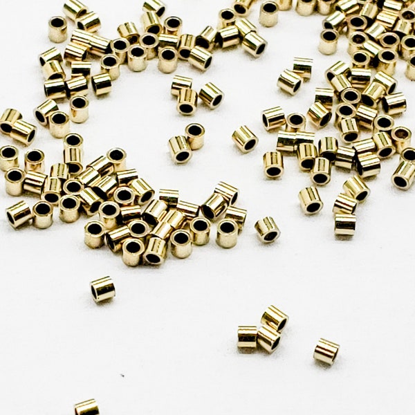 14k Gold Filled Micro Crimp Beads, 1mm x 1mm, Sold in Packs of 100, Bulk Savings Available!!