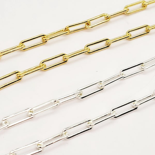 14k Gold Filled Paper Clip Chain, 5.2mm x 15mm, Made with 16 Gauge Wire, Sterling Silver, Bulk Savings Available!!!