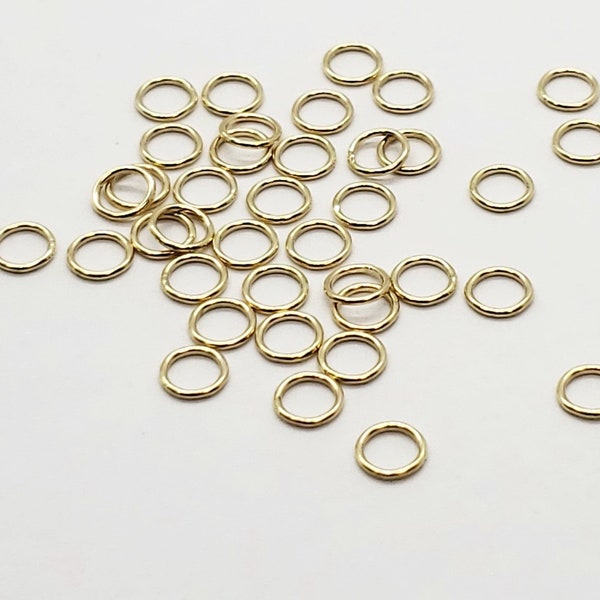 14k Solid Gold Closed Ring, 22 Gauge, 4mm or 5mm OD, Sold by the Piece, USA, Bulk Savings Available!!!