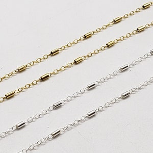 14k Gold Filled, Sterling Silver Tube Chain, Bar Cable, 1.6mm x 2.1mm Cable, 1.7mm x 3mm Tube, Sold by the Foot, Bulk Savings Available!!!