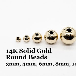 Solid 14k Gold Round Beads 2mm, 2.5mm, 3mm, 4mm, 6mm, 7mm, 8mm, 10mm | Light Weight Hollow Beads | 1 piece | Bulk Savings | Made in USA