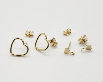 14k Gold Filled Earring Heart Post 10mm Wire or 3.5mm Heart | Backing included | Assorted Pack Sizes | Bulk Savings | Made in USA