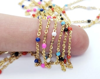 14k Gold Filled Satellite Chain with Enamel, 6 Colors, Made in Italy, Bulk Savings Available!!!