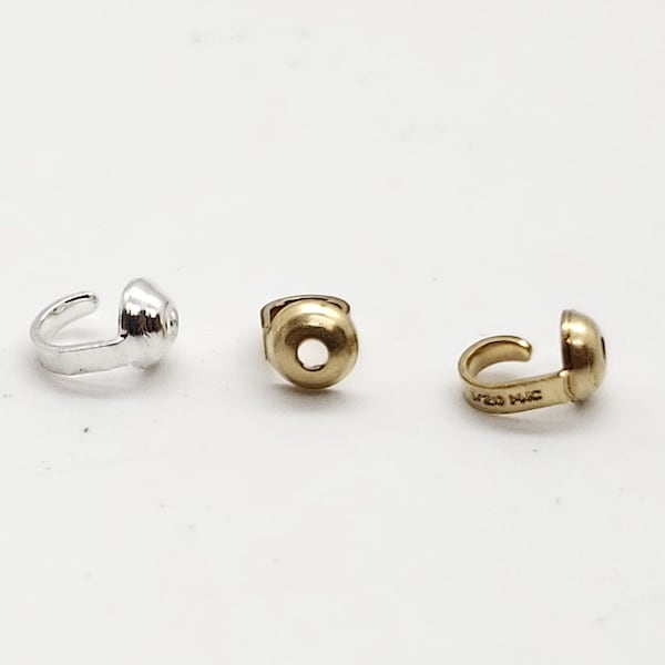 Half Shell Bead Tip Clam, 3mm, 14k Gold Filled or Sterling Silver, Made in the USA, Bulk Savings Available!!!