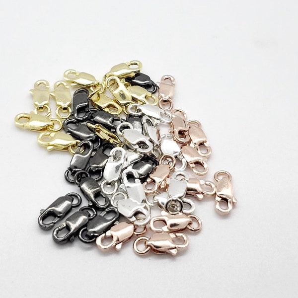 Sterling Silver Lobster Clasp, 8mm, 18k Gold over Sterling, Rose Gold, Gunmetal, 10 Pieces, Made in Italy, Bulk Savings Available!!!