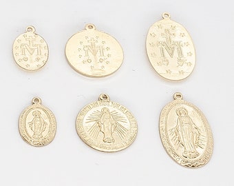 Virgin Mary Charm and Pendant, 3 Sizes, Available in 14k Gold Filled or Sterling SIlver, USA