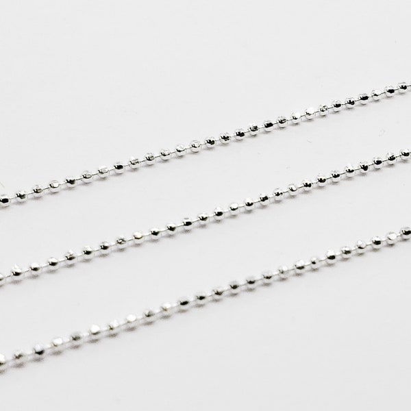 Sterling Silver 1mm Ball Faceted Chain, 925, Sold by the Foot, Bulk Savings Available!!!