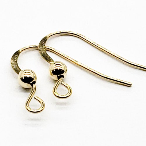 14K Solid Gold Earring Wire With Ball 22 Gauge 1 Pair Etsy