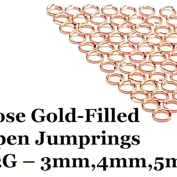 14k Rose Gold Filled Open Jump Rings, 22 Gauge, 3mm 4mm 5mm 6mm OD, USA, Bulk Savings Available!!1