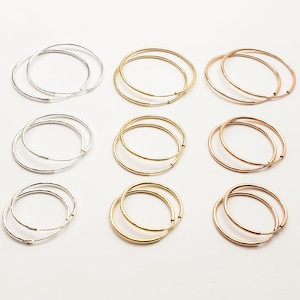 Endless Hoop Earrings (Medium), Sterling Silver, Gold Filled, Rose Gold Filled, 20mm, 24mm, 30mm, 1 Pair, USA