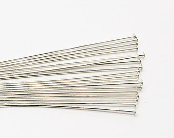 Sterling Silver Head Pin, 24 Gauge, 3 Inches, Sold in Packs of 12, USA Bulk Savings Available!!