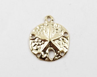 14k Gold Filled Charm, 11mm Starfish op Sand Dollar, Pack van 2 stuks, VS, Lichtgewicht, Bulkbesparingen beschikbaar!!!