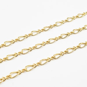 14k Gold Filled Figure 8 Flat Curb Chain, 3mm x 5mm, Made in USA, Bulk Savings Available!!!