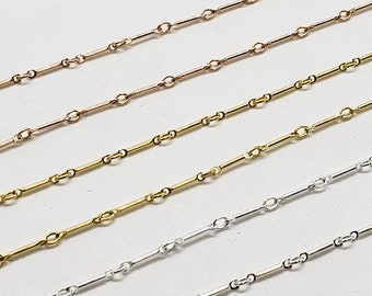 Bar Cable Chain, Sterling Silver, 14k Gold Filled, Rose Gold Filled, 0.9mm x 8.2mm, By the Foot, Bulk Savings Available!!!