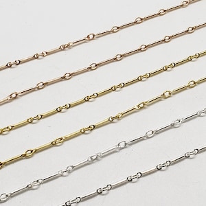 Bar Cable Chain, Sterling Silver, 14k Gold Filled, Rose Gold Filled, 0.9mm x 8.2mm, By the Foot, Bulk Savings Available!!!