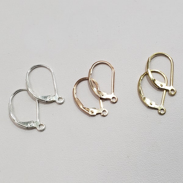 Lever Back Earring Wire, Plain Style, 14k Gold FIll, 14k Rose Gold Filled, Sterling SIlver, Bulk Savings Available!!