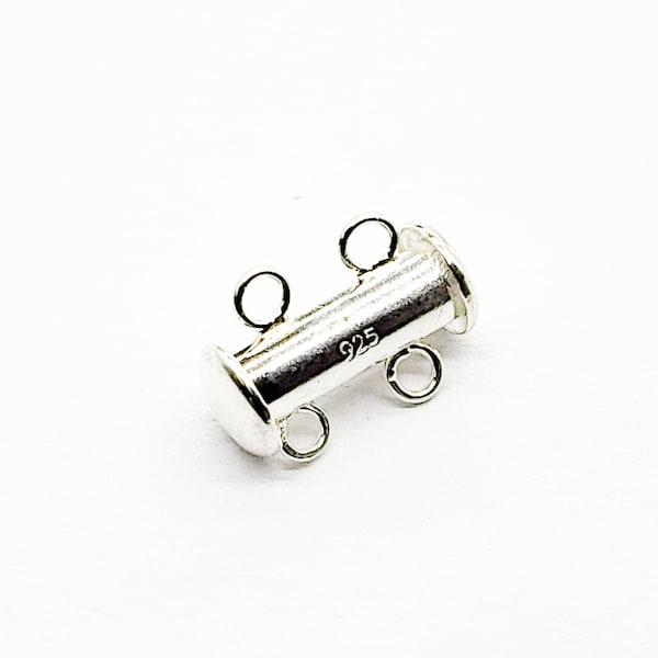 Fermoir à barres ou à tube en argent sterling, 2 rangées, multibrins 14 mm x 4,4 mm, 1 pièce, économies en vrac disponibles!!!