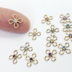 14k Gold Filled Cubic Zirconia 7.5mm Flower Shape Connectors, Birthstone Color 2mm CZ, 2 Pieces per pack, USA, Bulk Savings Available!!!